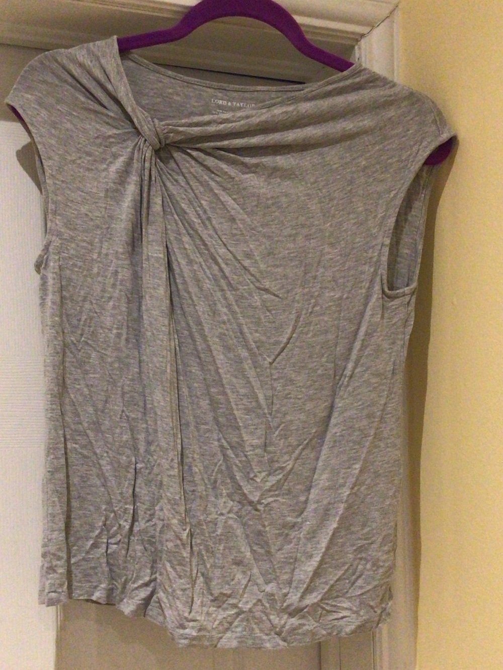 Lord & Taylor Gray Twist-Detail Sleeveless Tank